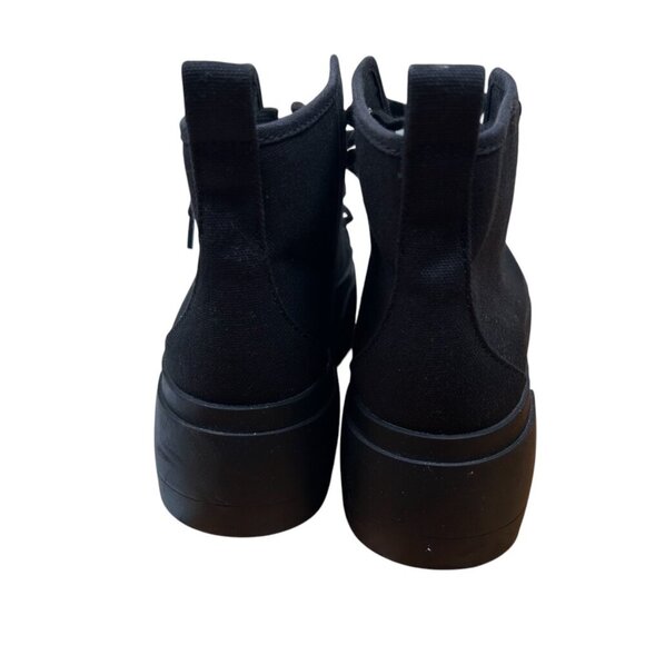 H&M Divided Size US8 EU39 Women Platform Canvas Boot Lace Up Black Streetwear - Picture 5 of 6